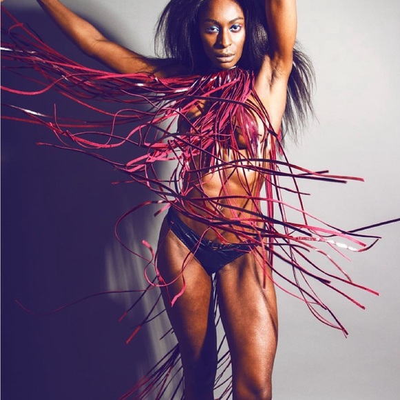 DarkestStarUK - OOAK - Leather Fringe Collar.Black leather collar/Magenta Fringe - Picture 6 of 12